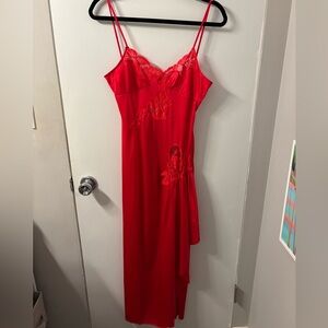Vintage Red Lace Chemise Slip Dress, size S